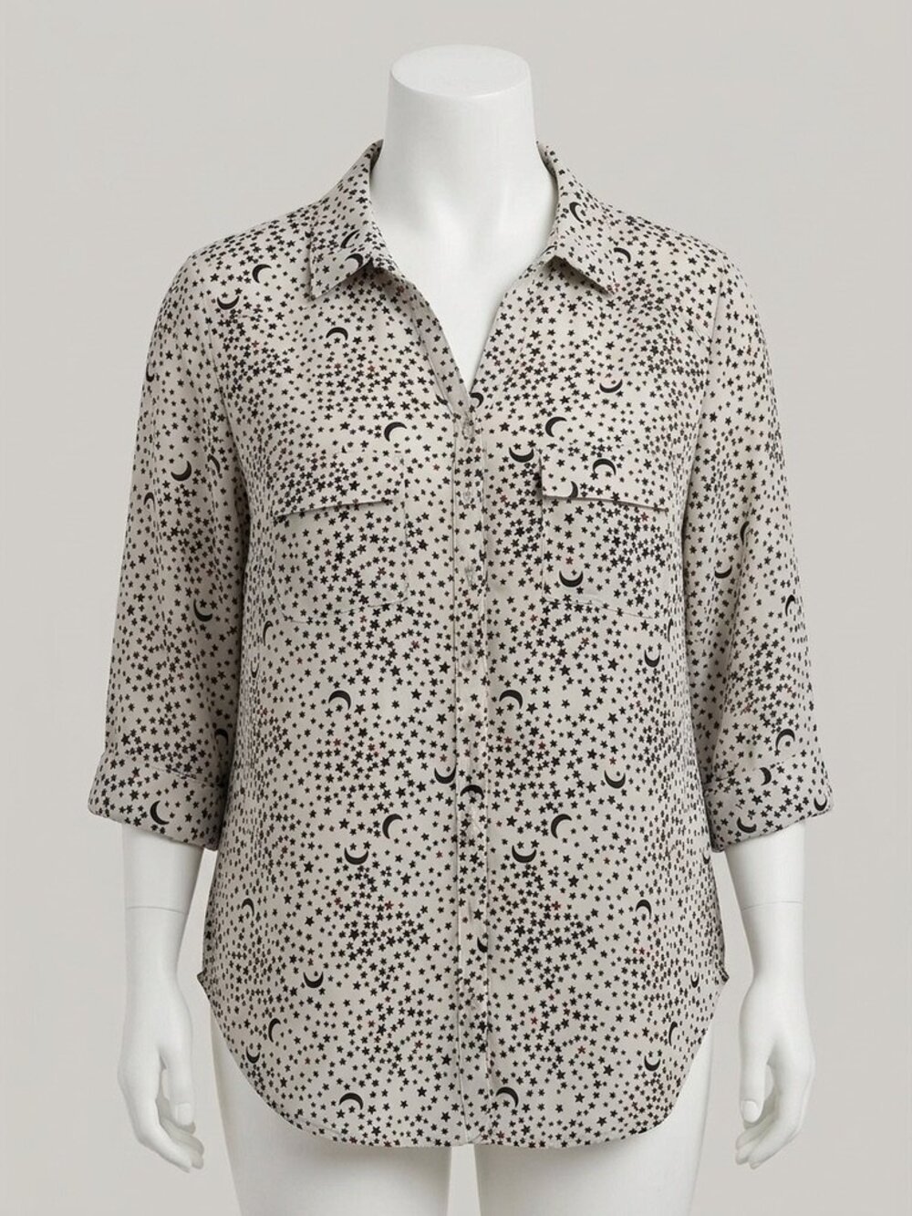 Torrid Camp Shirt Moon & Stars 3/4 Sleeves 1 - See notes